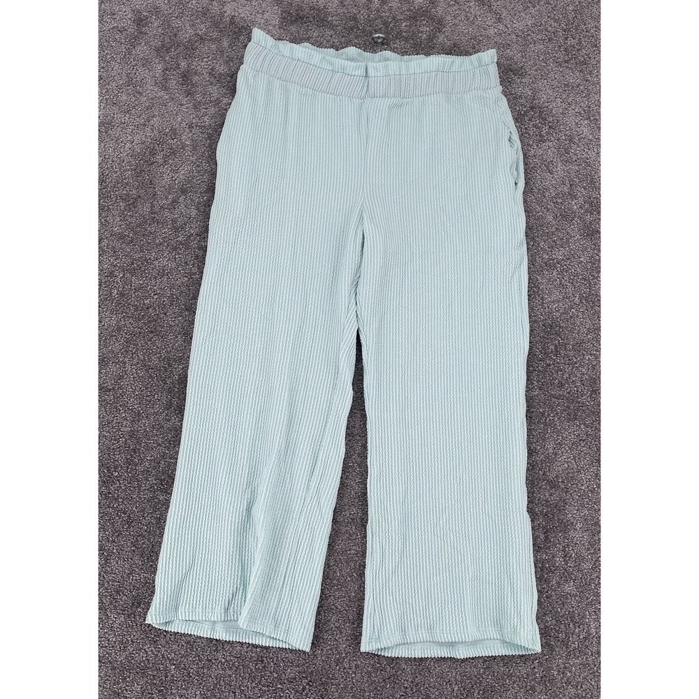 Heimish USA Women M Mint Ribbed Wide Leg Lounge Pants NWOT Stretch